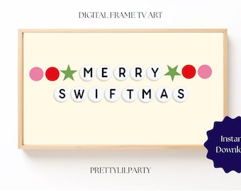 Arte de TV con marco de feliz cumpleaños para Samsung / Arte de TV con marco digital / Decoración de fiesta de cumpleaños con temática navideña rosa y femenina