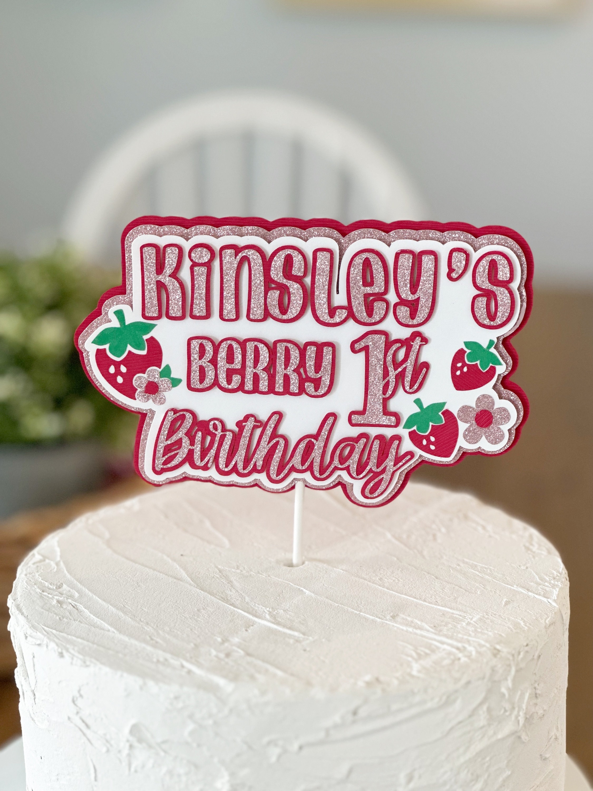 Berry First Birthday Party Cake Topper , First Birthday