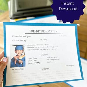 School Years Pages | Memory Box Sheets | Baby Keepsake | Baby Shower Gift | File Box Cover Pages for Kids by Grade | Digital Download