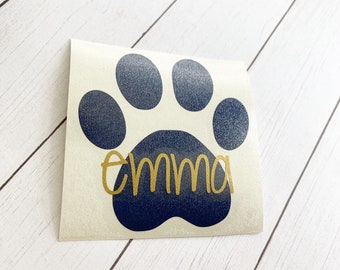 Personalized Paw Print Vinyl Decal: Dog Name Sticker