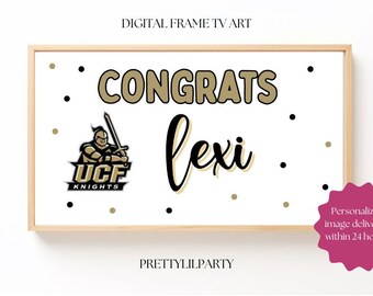 Marco de graduación de la UCF para TV, descarga digital "Felicidades Graduado", decoración de graduación para Samsung TV, arte de graduación personalizado para TV, decoración para fiesta de graduación