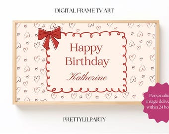 Arte de TV de cumpleaños personalizado de San Valentín: Osito de peluche, corazones (descarga digital) día de San Valentín