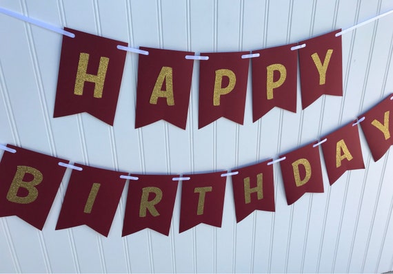Garnet And Gold Birthday Banner Fsu Birthday Florida State Etsy