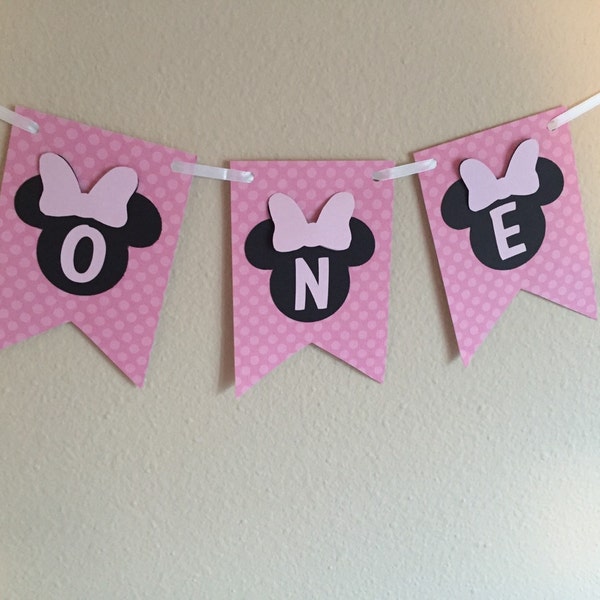 Minnie Mouse "One" high chair banner