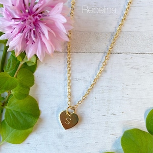 Stamped Customizable Heart 24k k gold  plated necklace