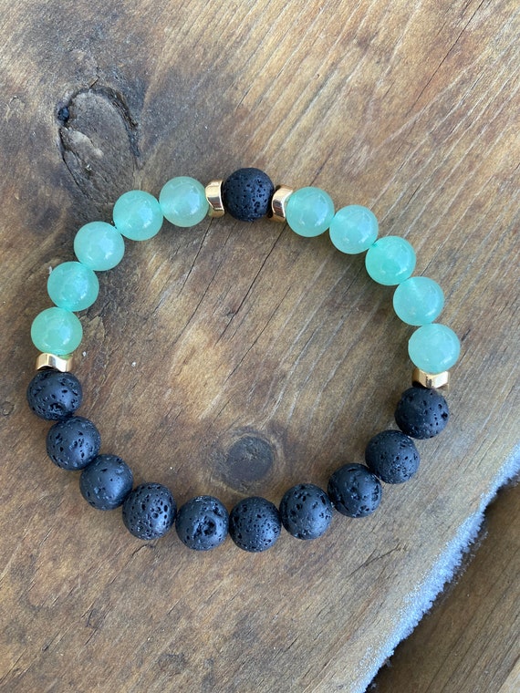 Buy Green Aventurine Lava Stone Bracelet Online in India Etsy