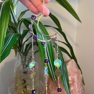 Amethyst Over the Moon’ Sun Catcher window hanging crystals