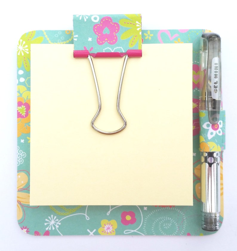 Notepad Sticky Notes Holder Retro Mod Flowers Notepad Set Etsy