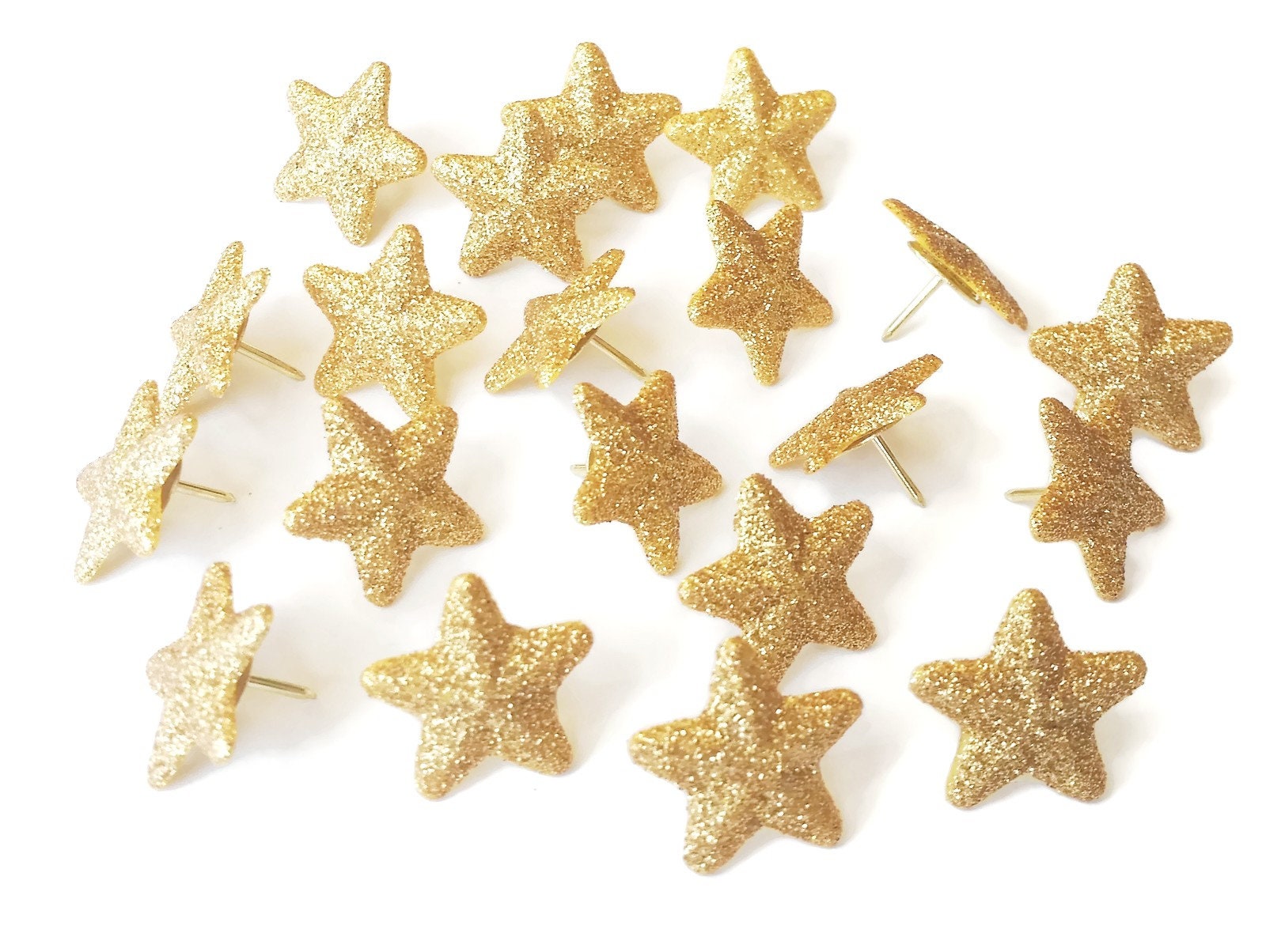 Gold Stars Push Pins Decorative Push Pins Gold Glitter Etsy
