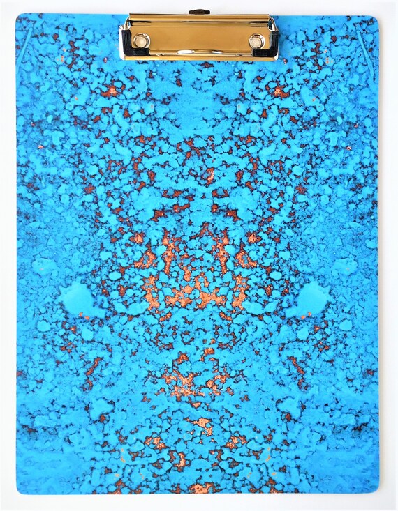 Clipboard Large Decorative Clipboard Turquoise Gold Splatter Etsy