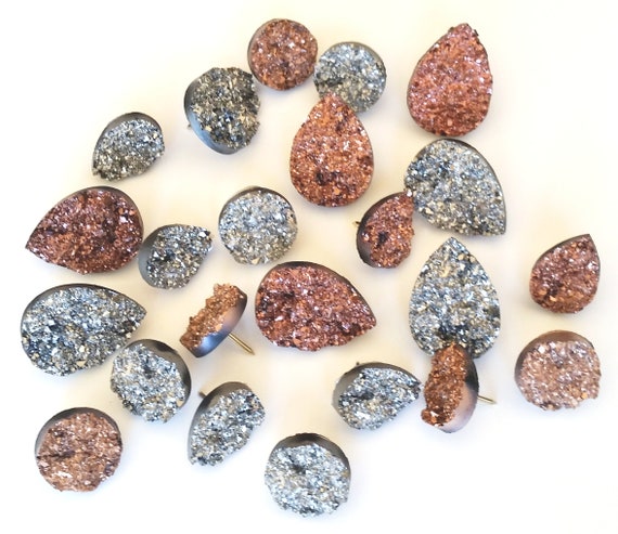 push pins bronze and silver push pins sparkly bling thumb etsy