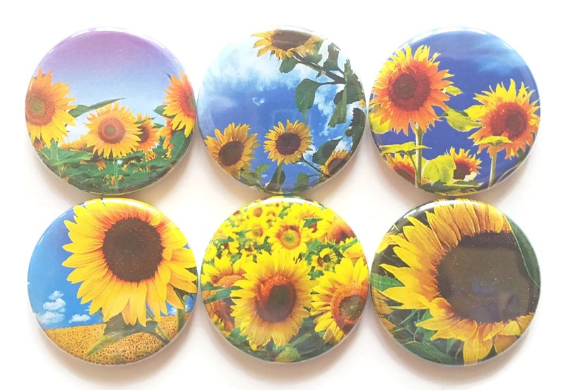METAL REFRIGERATOR MAGNET Field Of Sunflowers Flowers Yellow Flower Sunflower
