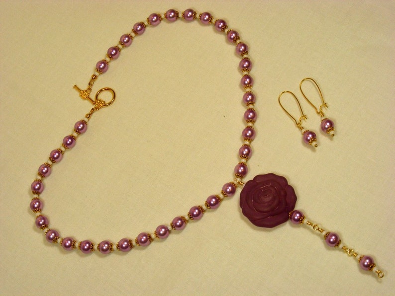Purple Rose Jewellery Set