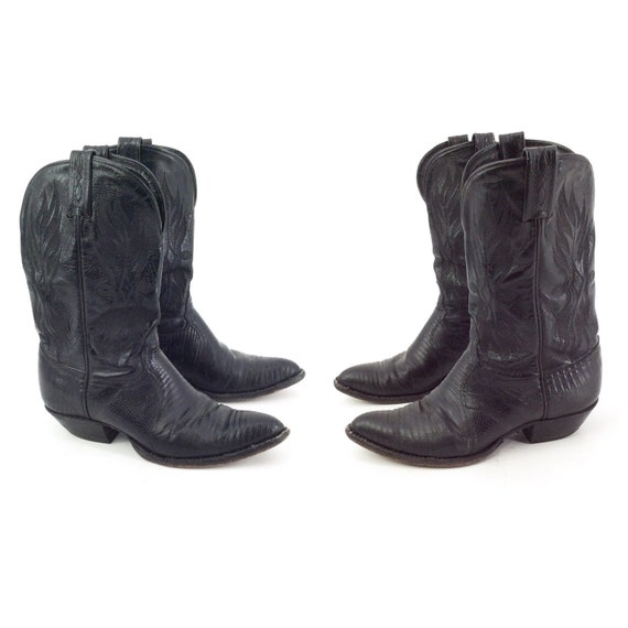 70s Black Ankle Cowboy Boots / 1970s Vintage Vinta