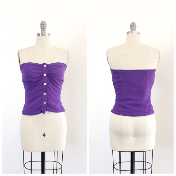 50s Purple Cotton Sun Top / 1950s Vintage Shirt Pi