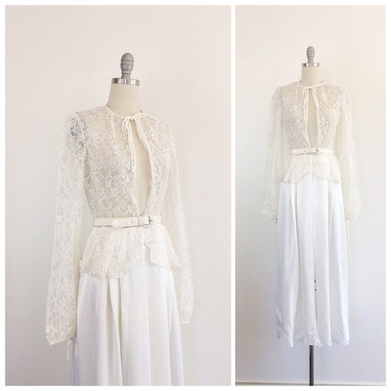 40s Satin & Lace Wedding Dress / 1940s Vintage Lon