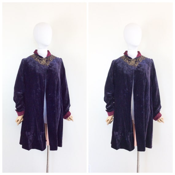 20s Deep Purple Velvet & Gold Lace Lamé Jacket / 1