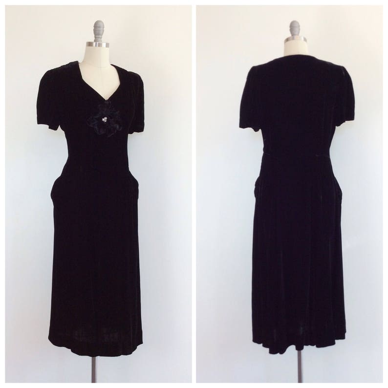 30s Black Silk Velvet Wiggle Dress / 1930s Vintage Dress | Etsy