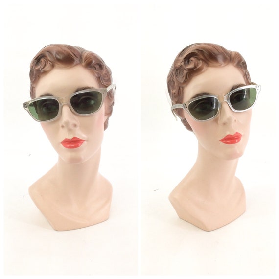 50s Silver Plastic Sunglasses / 1950s Vintage Sung