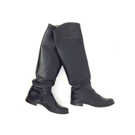 FINAL SALE /// Black Leather Knee High Riding Boot