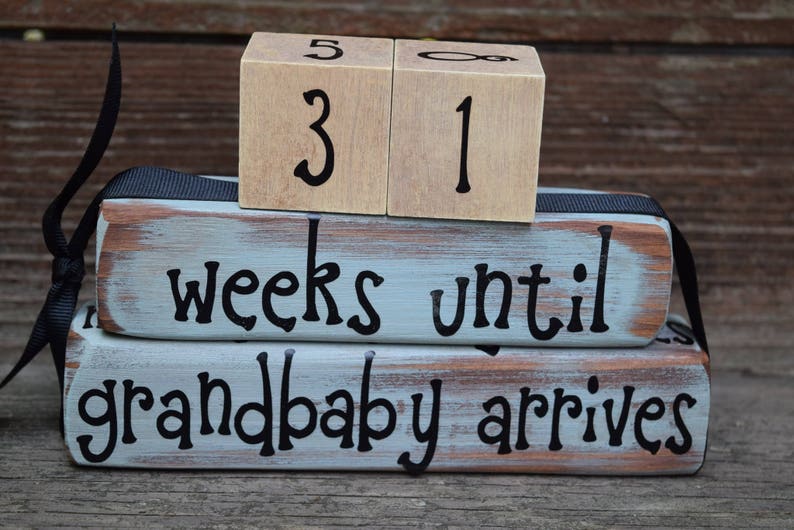 Vintage Grandparent Countdown Block Set/Weeks Until We're Etsy