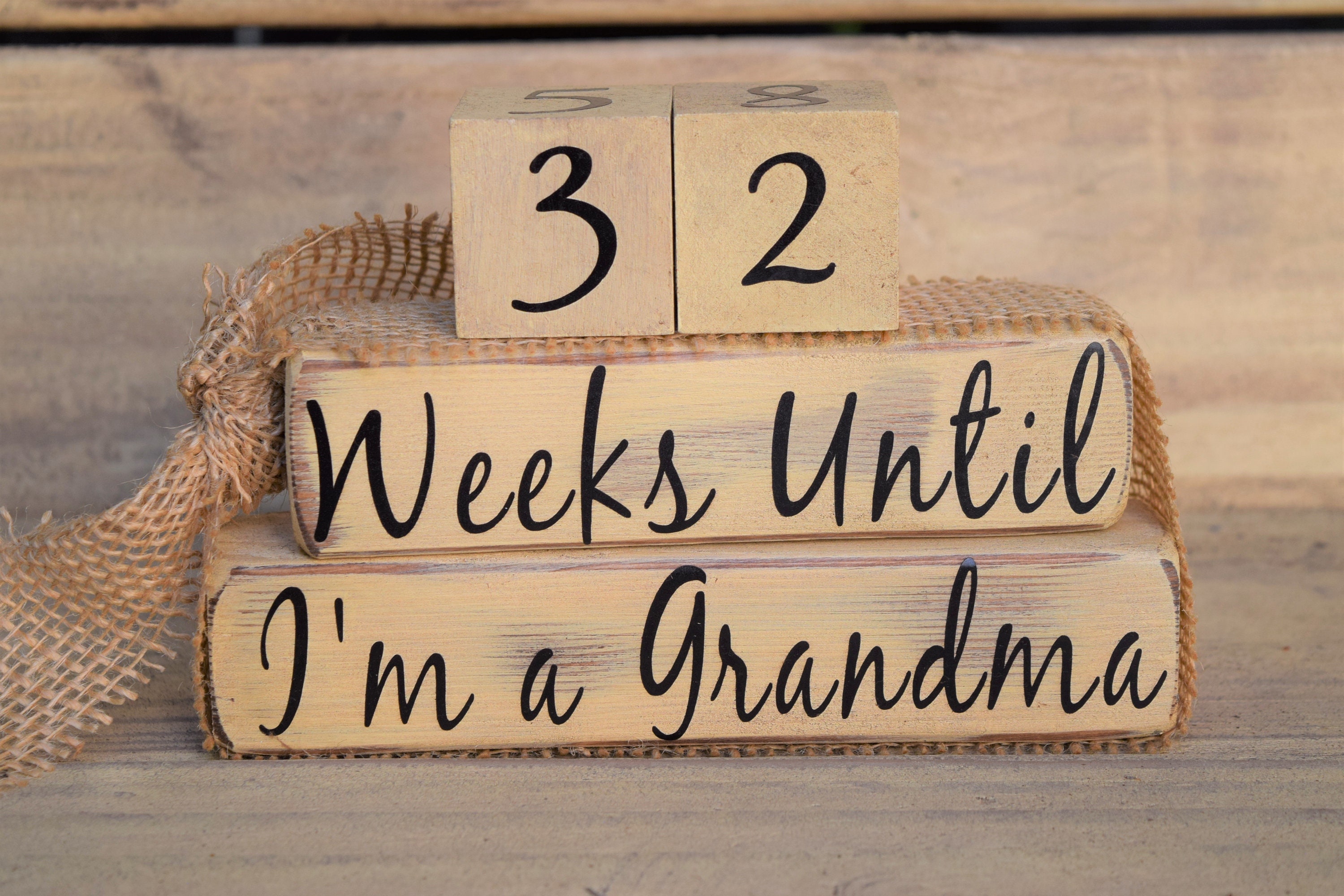 Vintage Grandma countdown blocks weeks until I'm a Grandma Etsy