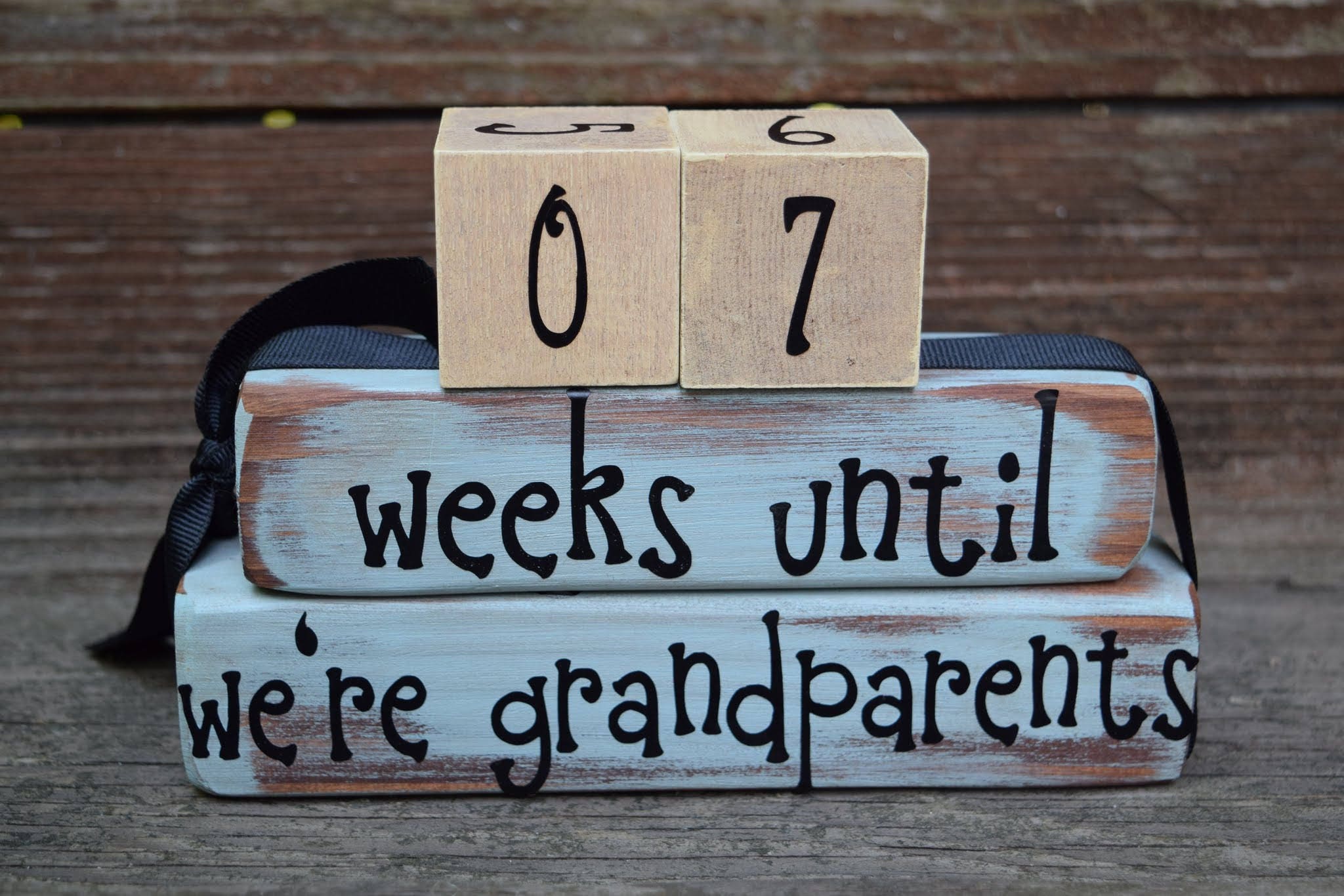 Vintage Grandparent Countdown Block Set/Weeks Until We're Etsy