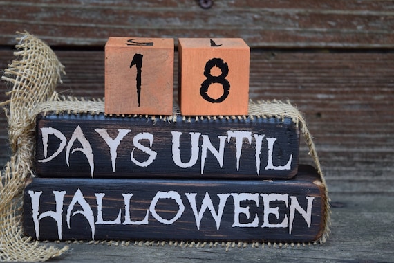 Halloween Countdown REVERSIBLE Blocks - Days Until, Home Decor, Trick or Treat Home Decor, Fall Sign