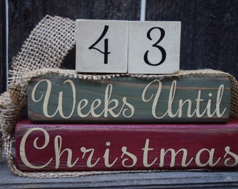 Vintage Christmas Countdown Blocks Days/Weeks Until Christmas