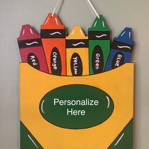 Personalized Teacher Gift, Crayon Box Door Hanger, Teacher Door Hanger, Teacher Gift, Personalize Teacher Gift, Welcome Door Hanger