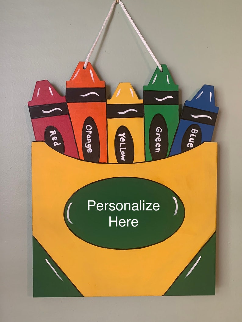 Crayon Box Door Hanger Teacher Door Hanger Teacher Gift Etsy