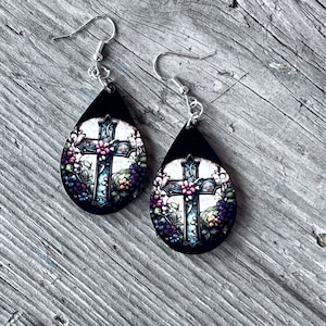 Spiritual Earrings, Cross Earrings, Cross Jewelry, Spiritual Earrings, Teardrop Earrings
