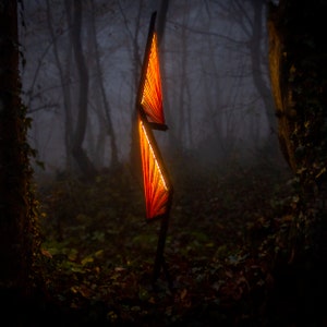 CROWN OF AUTUMN - Floor lamp - Ambient - Warm - Orange - Bedroom - Living Room Decor - Wood Lamp - Led