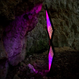 SEROTONIN AFTERGLOW - Floor lamp - Ambient - Neon Light - Pink Blue - Bedroom - Living Room Decor - Wood Lamp - LED - Sci-Fi