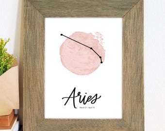 Constelación de acuarela imprimible con caligrafía de arte minimalista - DESCARGAR