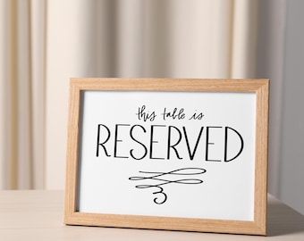 Esta mesa está reservada - Letreros para bodas - Caligrafía original - IMPRIMIBLE, Descarga digital