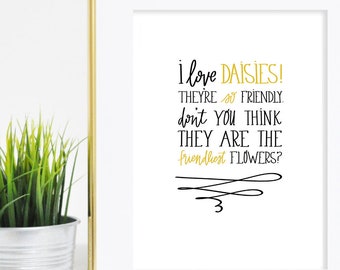 Impresión de arte de pared imprimible "Las margaritas son la flor más amigable que tienes un correo" - DESCARGAR