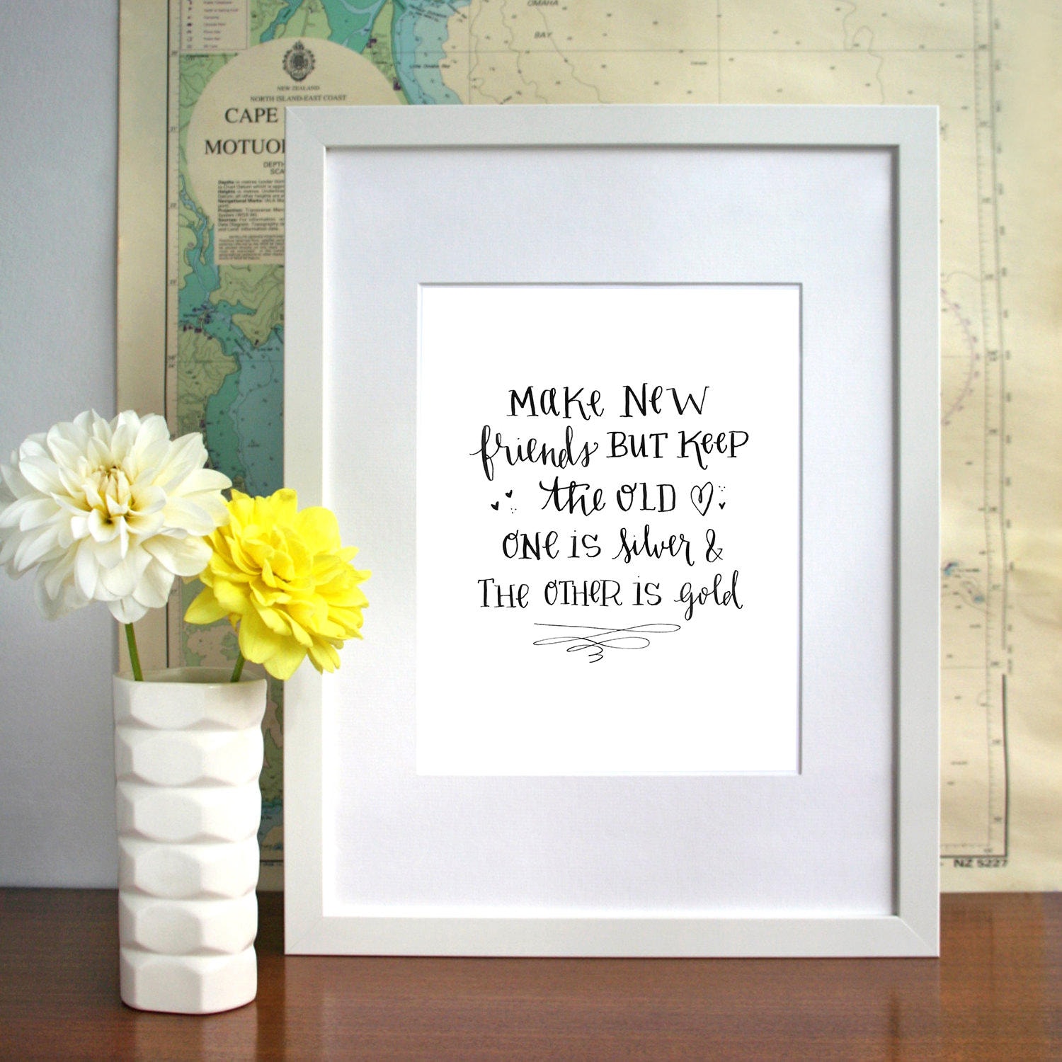 Make New Friends Quote - 3 Size Options - Original Calligraphy - Goodbye Gift - Printable Art - Digital Download - Joseph Parry Poetry