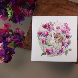 Wenskaart Sweetpea Mouse // Blanco kaart