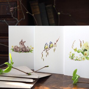 Jeu de trois cartes de correspondance A7 Printemps, Pâques// Merci// Anniversaire// Juste pour dire// Vierge