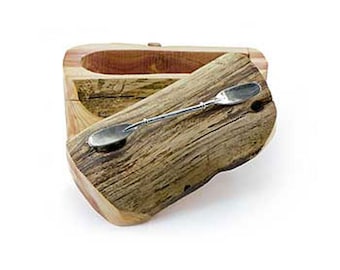 Red Cedar Driftwood Box with Sterling Silver Kayak Paddle