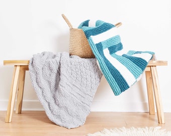 Digital E-Book Download | 4 x Chunky Throw Blankets Patterns | Learn to Knit | Feature Throw Collection in The Chunky Wool by Stitch & Story
