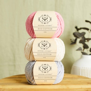 Worsted Aran Yarn | Recycle Cotton Mixed Yarn | Eco Cotton 100g balls by Stitch & Story