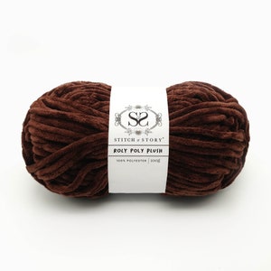 Chunky Fluffy Yarn 100% Acrylic The Roly Poly Plush 100g balls by Stitch & Story Highland Brown