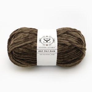 Chunky Fluffy Yarn 100% Acrylic The Roly Poly Plush 100g balls by Stitch & Story Hare Grey