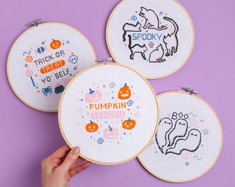 Halloween Cross Stitch Kits | Pumpkin Season | Beginner Friendly Cross Stitch Kit by Stitch & Story
