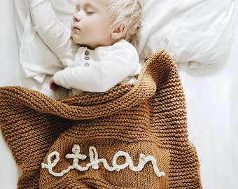 Super Soft Merino Baby Blanket with Personalised Name Knitting Kit | Personalised Baby Blankie Knitting Kit in Lil' Merino by Stitch & Story