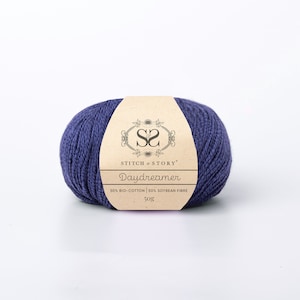 Sports weight Yarn Cotton Soya Mix Yarn Daydreamer 50g balls by Stitch & Story Denim Blue