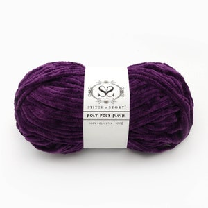 Chunky Fluffy Yarn 100% Acrylic The Roly Poly Plush 100g balls by Stitch & Story Starfish Purple