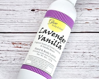 Lavender Vanilla Aloe and Shea Butter Lotion 8 oz. Paraben Free Hand and Body Lotion